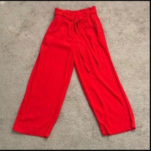 Red loose slacks with tie waist